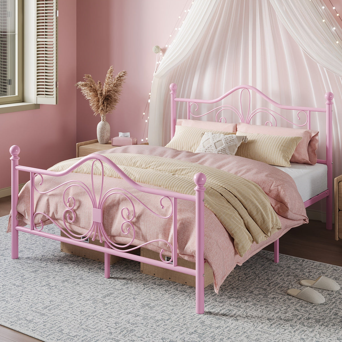 Bed Frame shown in the pink, Full option