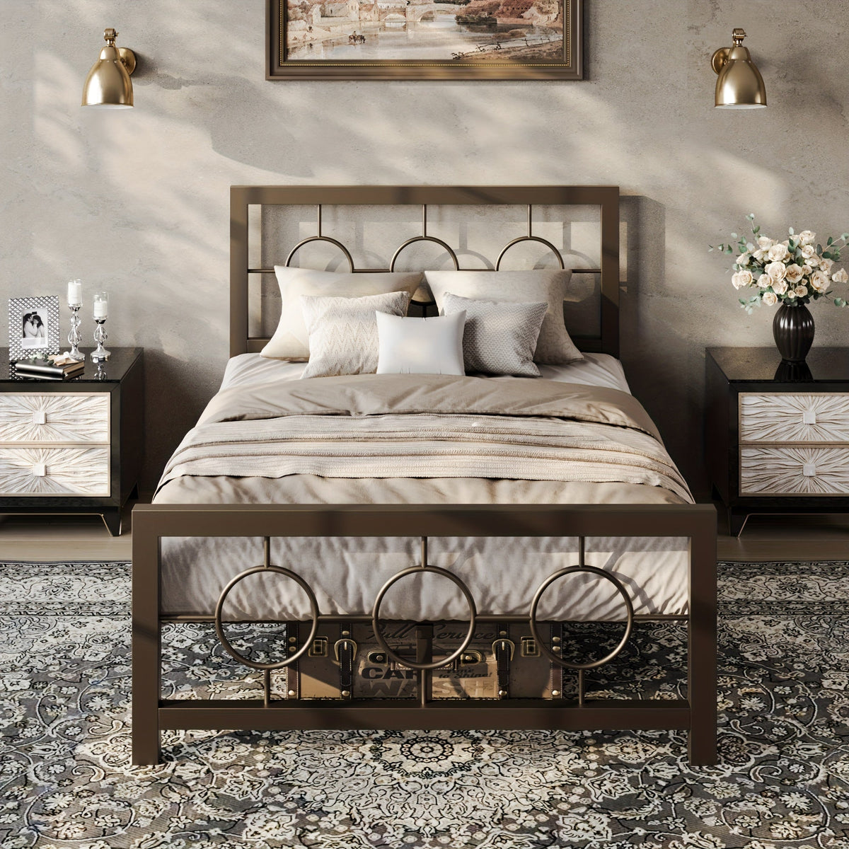 Bed Frame shown in the Brown, Twin option