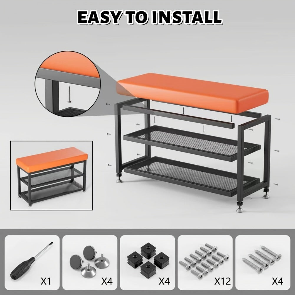 Metal Entryway Bench with Padded Seat for Comfortable Everyday Seating detail image - detail view 12