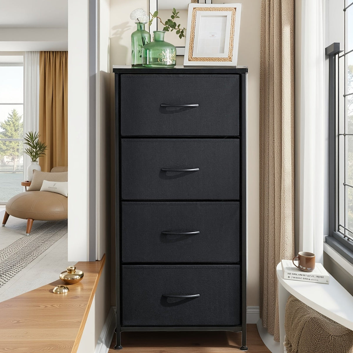 Storage Cabinet shown in the 4-drawer cabinet-Black option