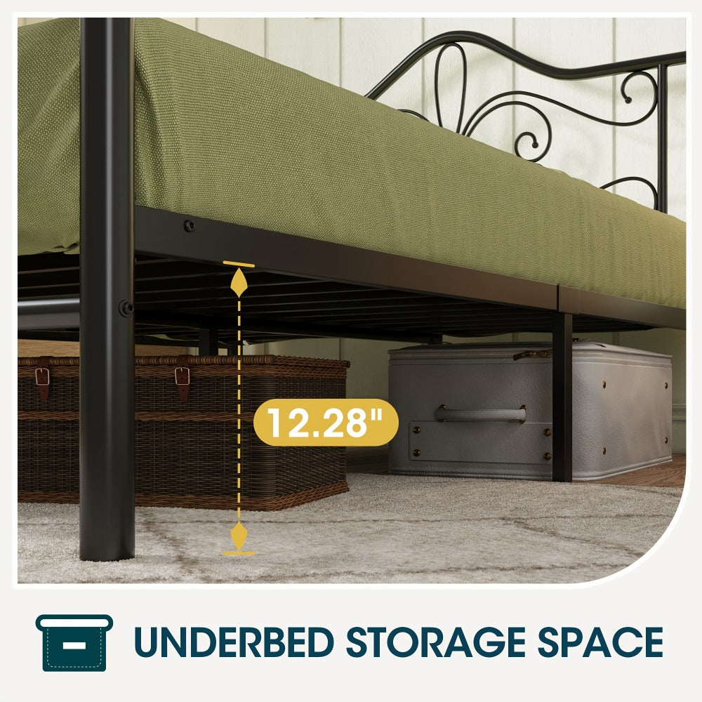 Metal Platform Bed Frame with Headboard and Footboard and No Box Spring Needed for Bedroom detail image - detail view 12