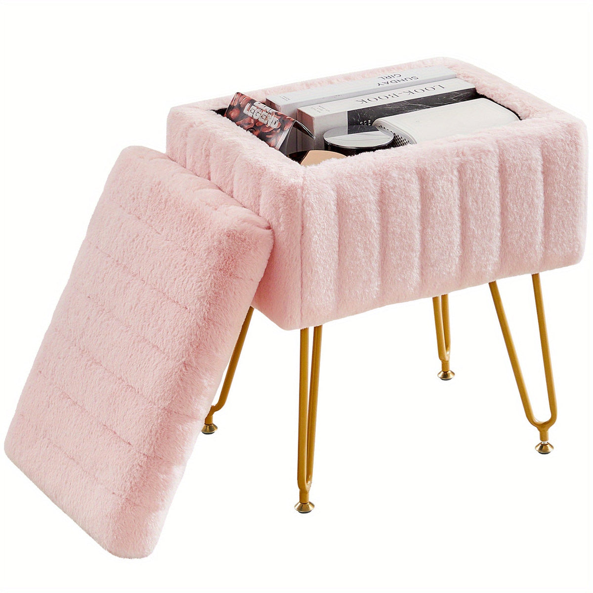 Vanity Stool shown in the pink option