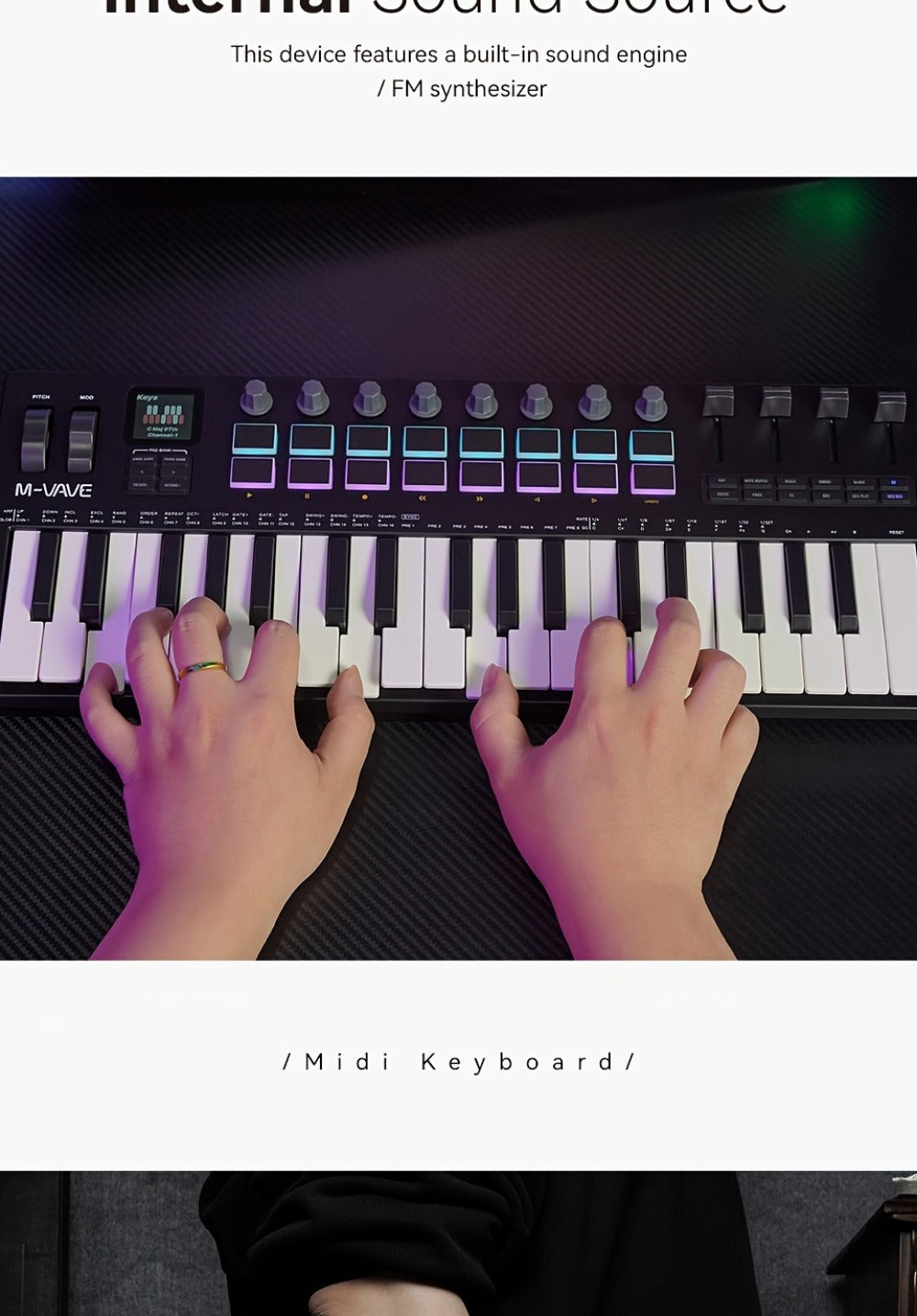MIDI Keyboard Controller, Portable, 37 Keys, M-VAVE, SMK-37, Pro for Music Production detail image - detail view 12