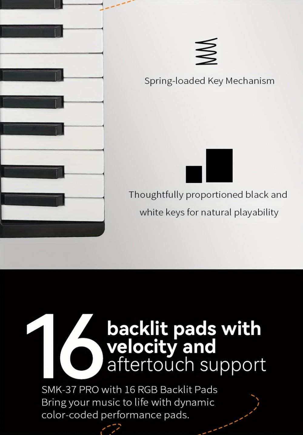 MIDI Keyboard Controller, Portable, 37 Keys, M-VAVE, SMK-37, Pro for Music Production detail image - detail view 17