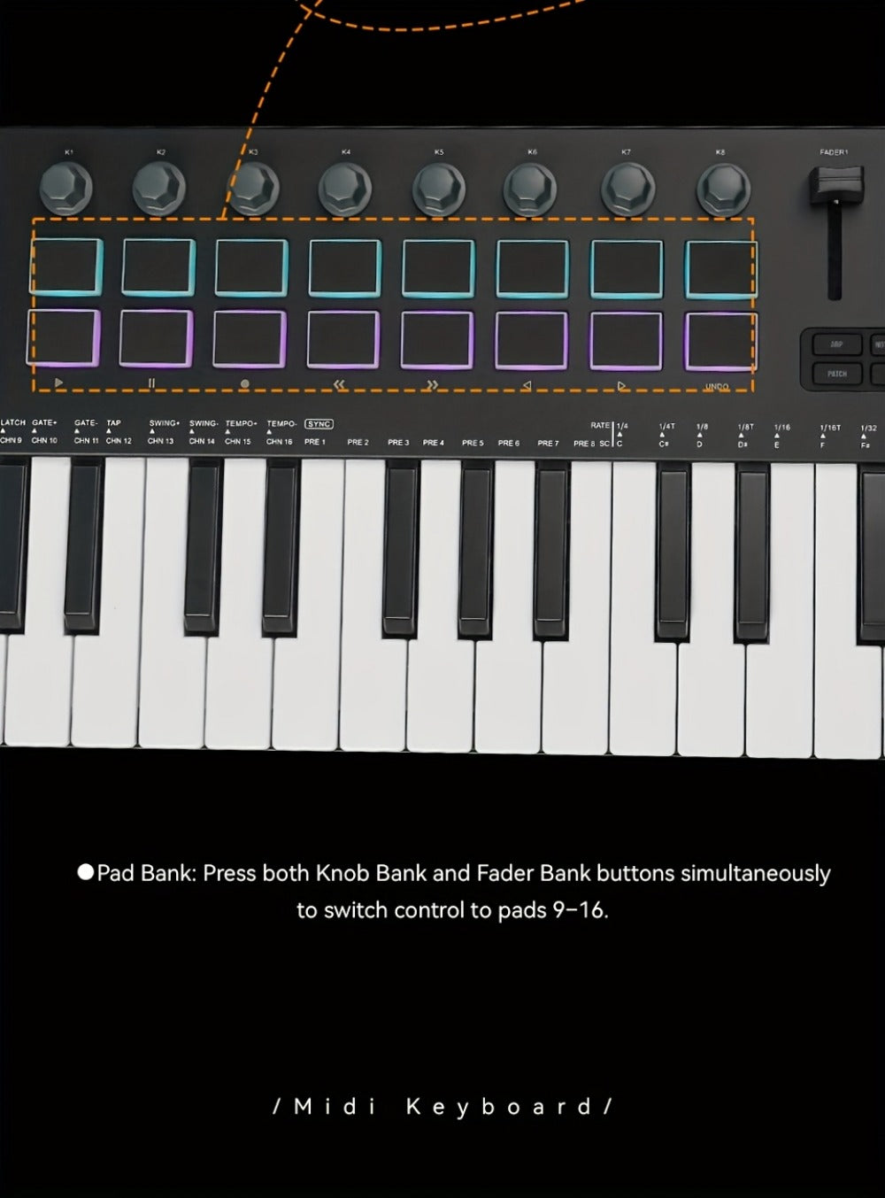MIDI Keyboard Controller, Portable, 37 Keys, M-VAVE, SMK-37, Pro for Music Production detail image - detail view 18