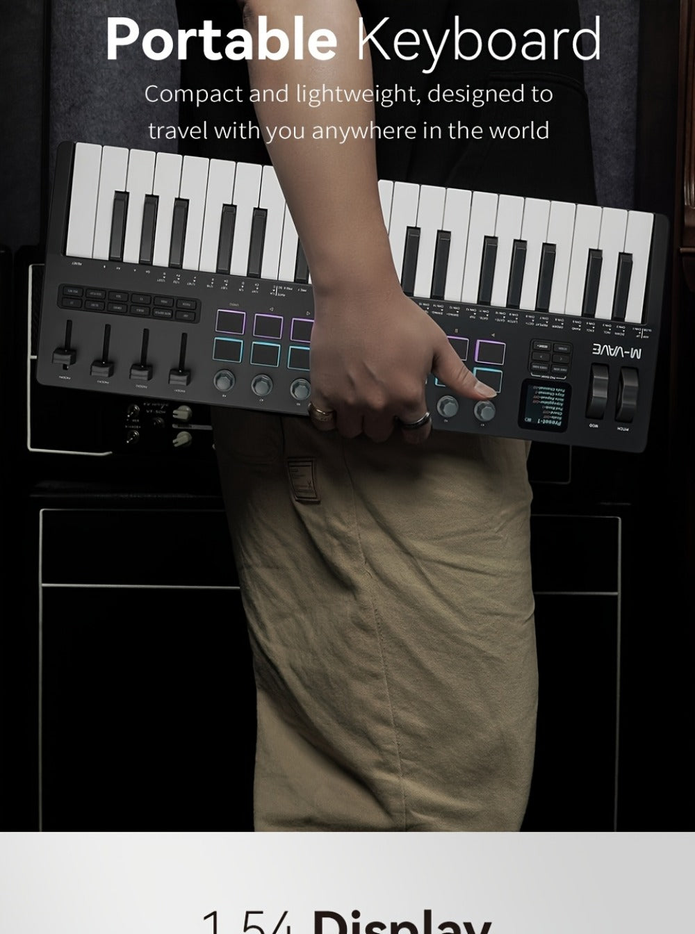 MIDI Keyboard Controller, Pure Black, Wireless, M-VAVE, SMK37PRO, Professional for Music detail image - detail view 13