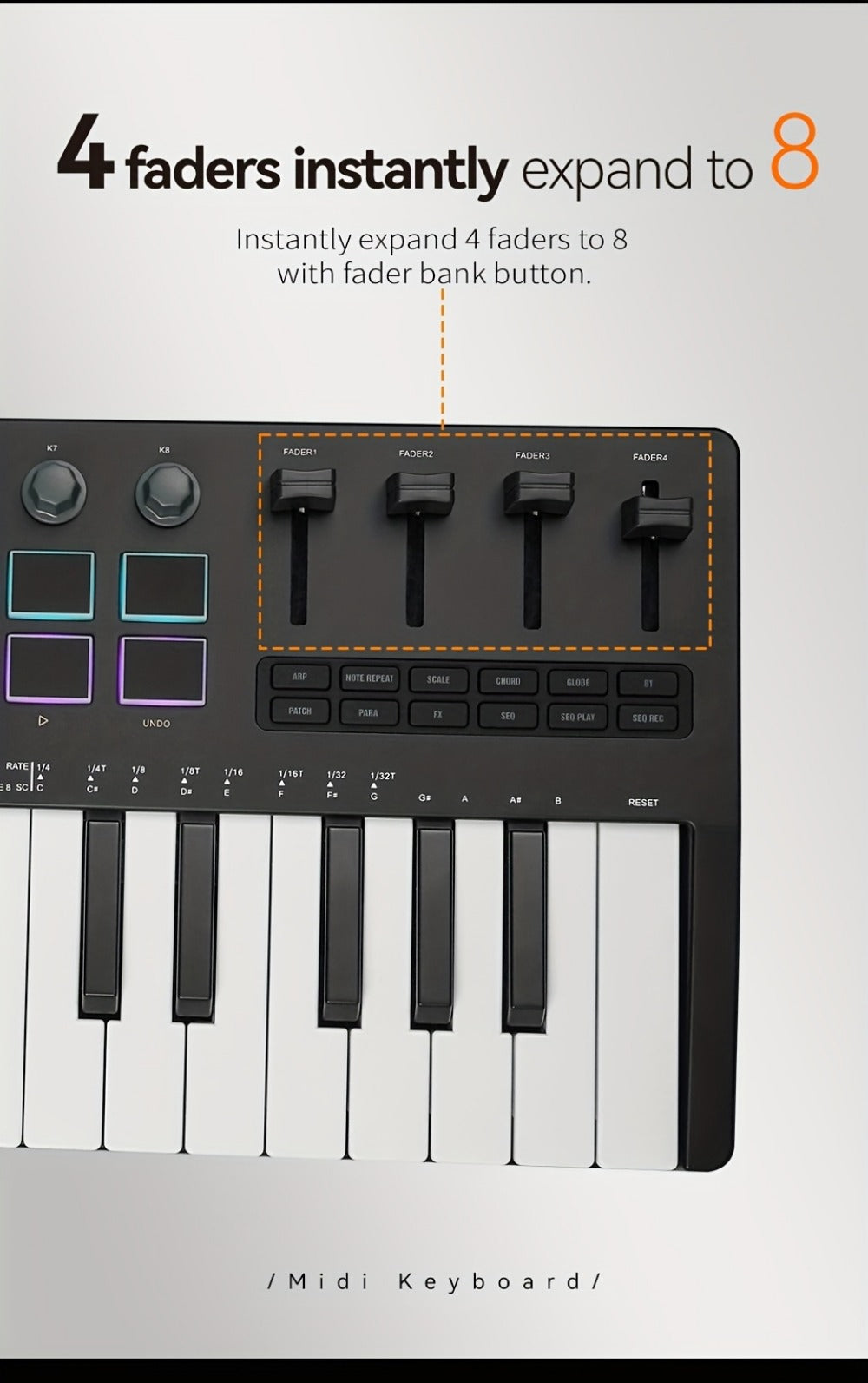 MIDI Keyboard Controller, Pure Black, Wireless, M-VAVE, SMK37PRO, Professional for Music detail image - detail view 19