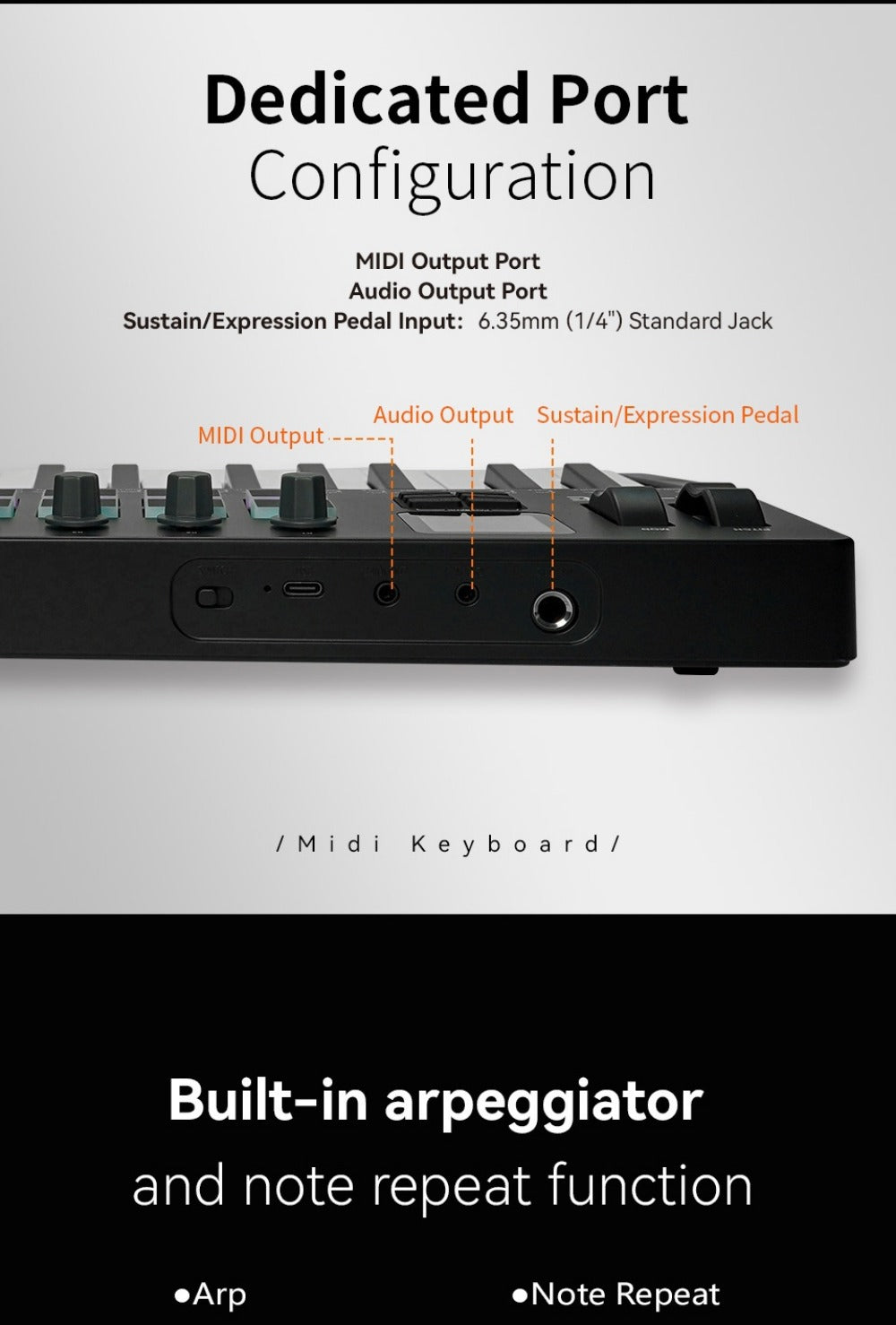 MIDI Keyboard Controller, Pure Black, Wireless, M-VAVE, SMK37PRO, Professional for Music detail image - detail view 21