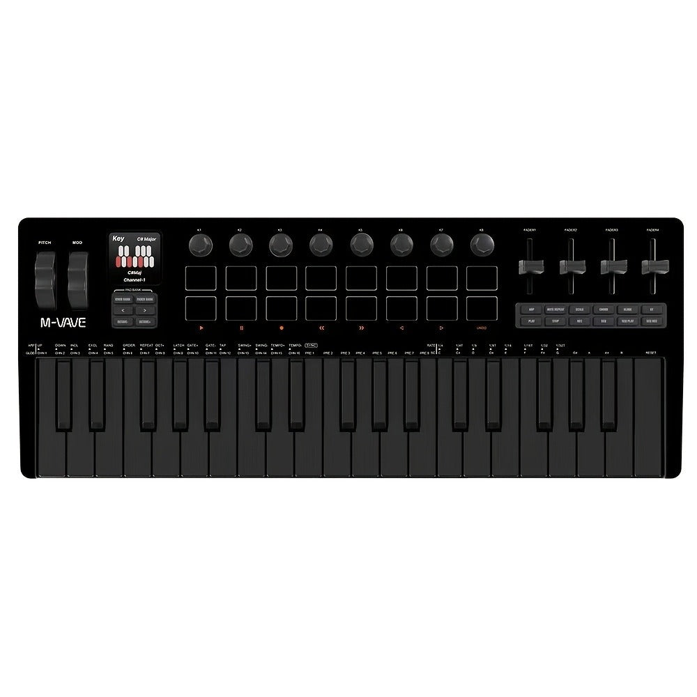 MIDI Keyboard Controller, Pure Black, Wireless, M-VAVE, SMK37PRO, Professional for Music detail image - detail view 3