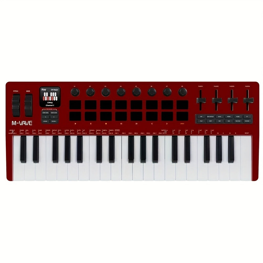 MIDI Keyboard Controller, Pure Black, Wireless, M-VAVE, SMK37PRO, Professional for Music detail image - detail view 5