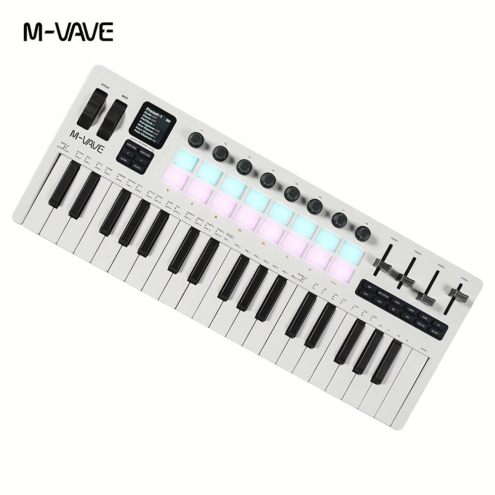 MIDI Keyboard Controller, Pure Black, Wireless, M-VAVE, SMK37PRO, Professional for Music detail image - detail view 9