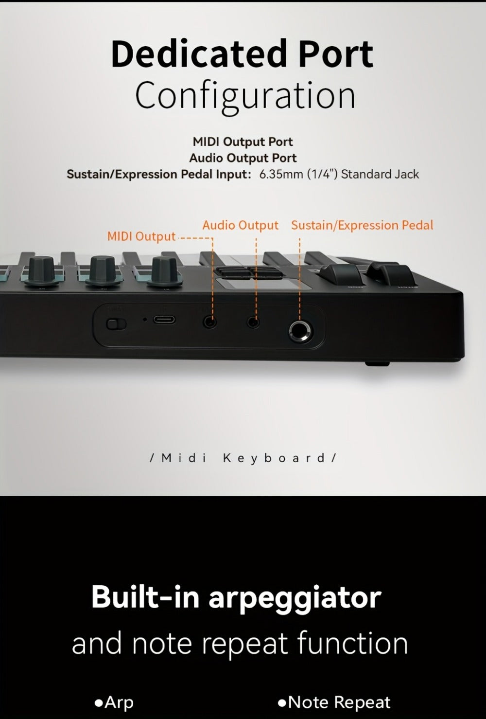 MIDI Keyboard Controller, Wireless, 37 Keys, M-VAVE, SMK37PRO for Music Production detail image - detail view 22