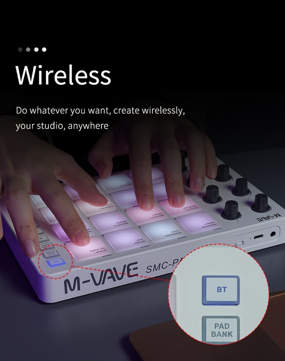 MIDI Pad Controller, USB, Wireless, Professional-Grade, Multi-Effects for Music Production detail image - detail view 10