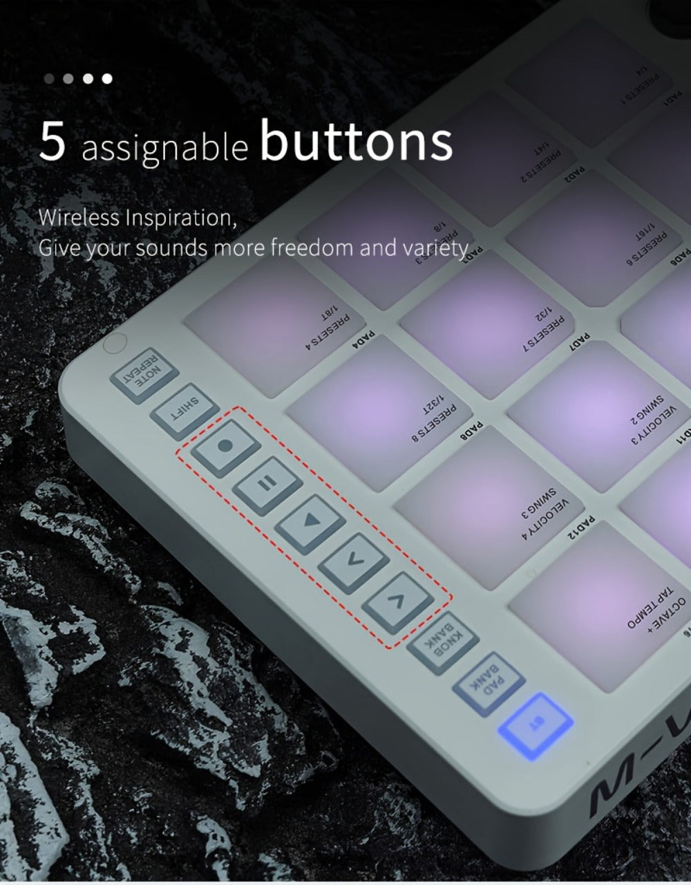 MIDI Pad Controller, USB, Wireless, Professional-Grade, Multi-Effects for Music Production detail image - detail view 13