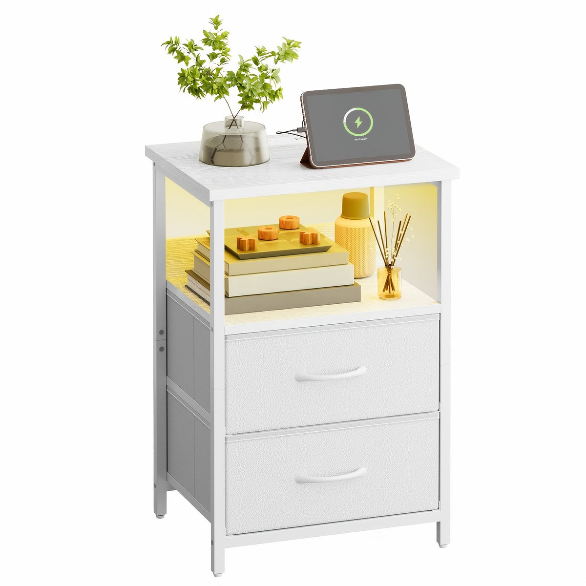 Nightstand shown in the 1pc-2 Drawers-White option