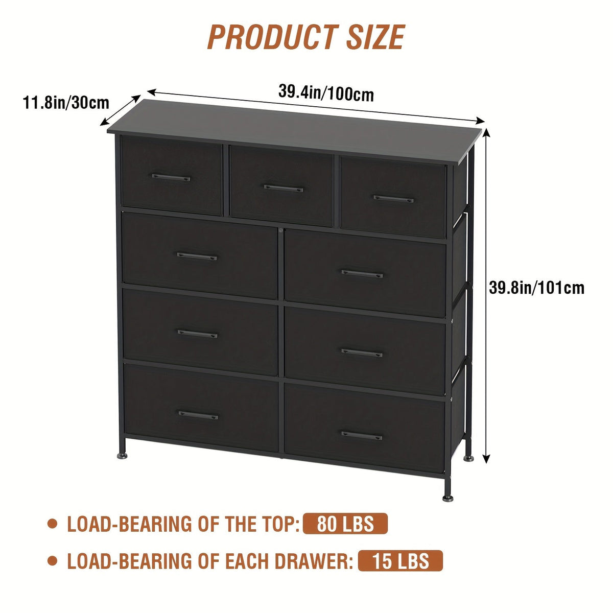 Dresser shown in the Black, 9-Drawers option