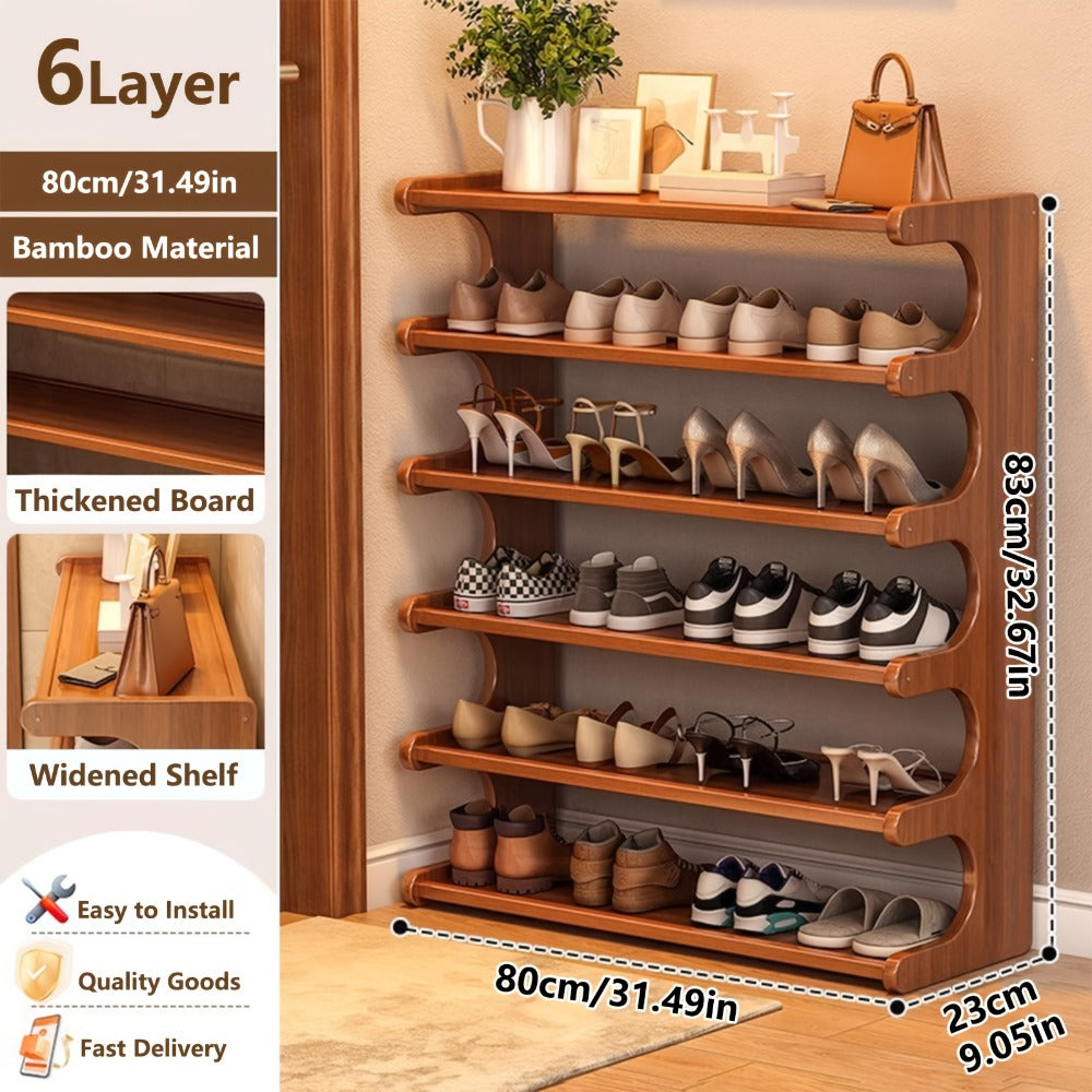 Multi-Layer Wood Shoe Rack with Tool-Free Assembly, Freestanding Shoe Storage Rack detail image - detail view 4