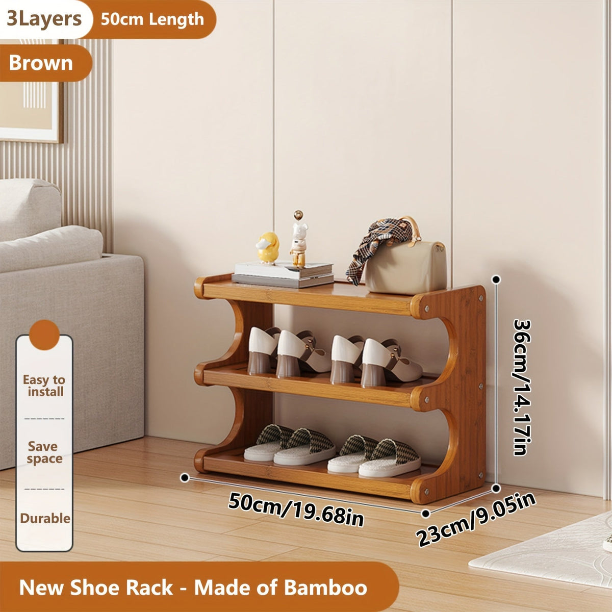 Shoe Rack shown in the Widen - 3Layers 19.69inch option