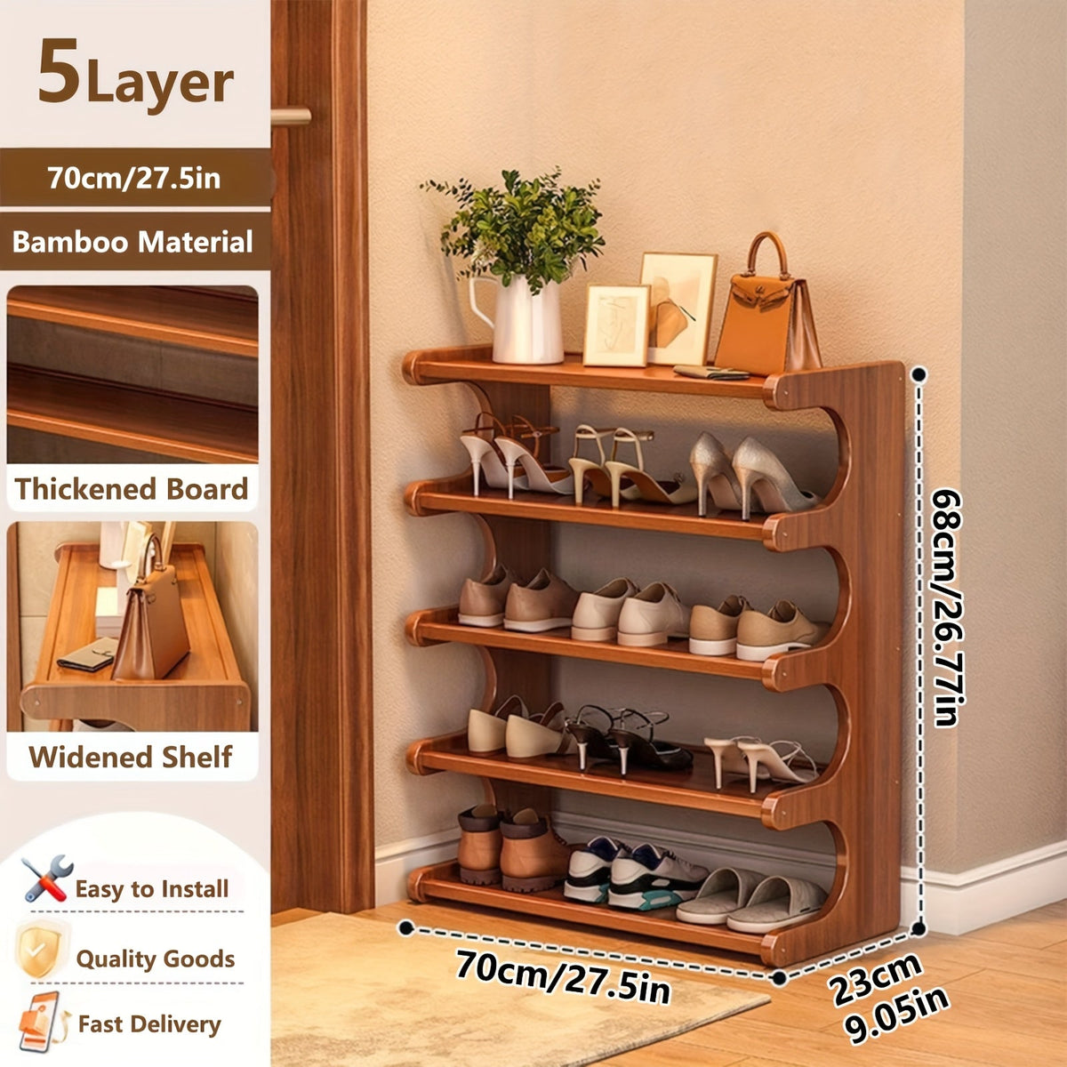 Shoe Rack shown in the Widen - 5 Layers, 27.56inch option