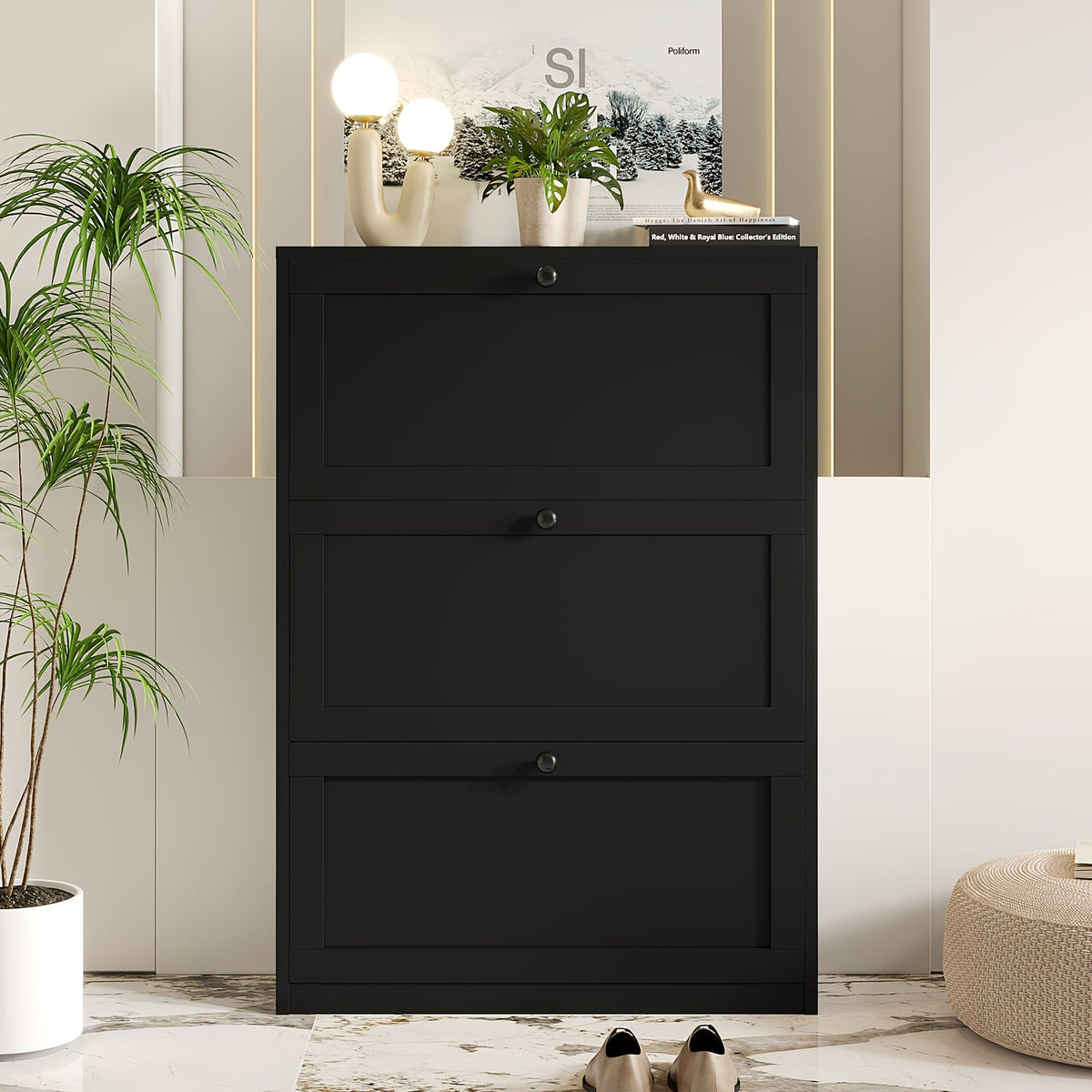 Shoe Cabinets and Shoe Storage shown in the Black option