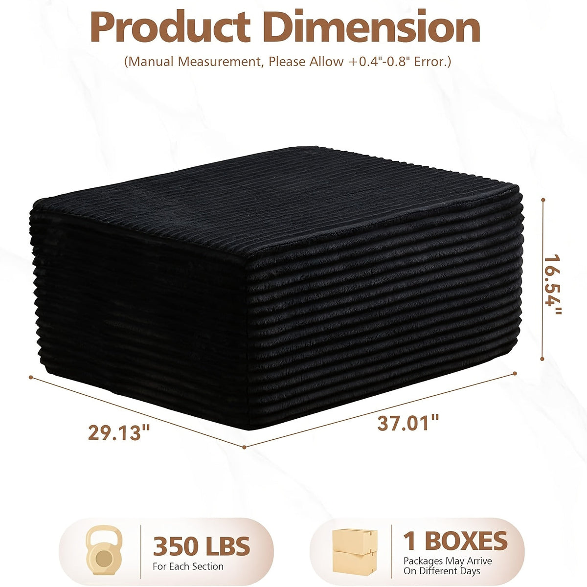 Ottoman shown in the Black option