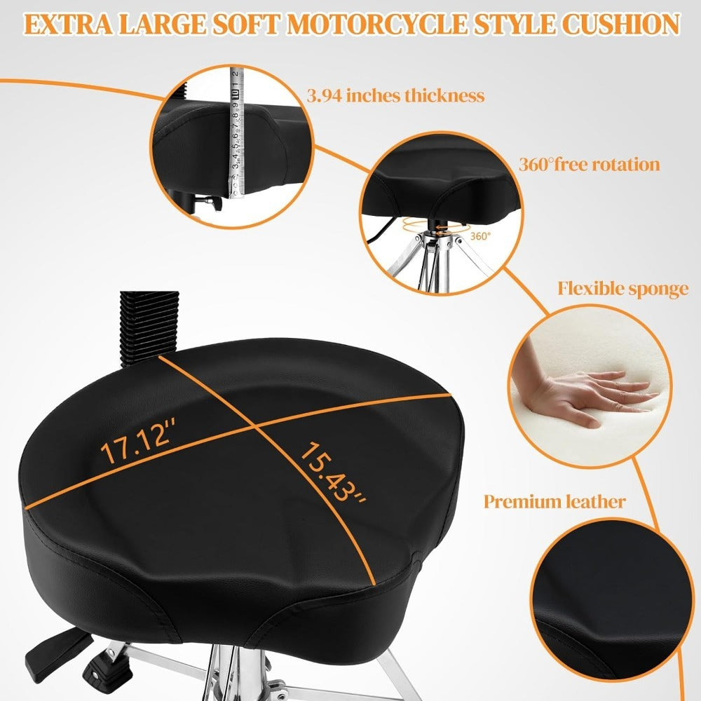 Oversized Drum Throne with Backrest, Adjustable Motorcycle-Style Seat detail image - detail view 5