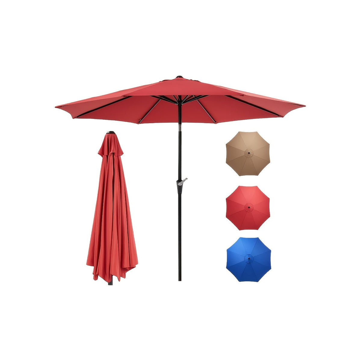 Patio Umbrella shown in the Red, 9 FT option