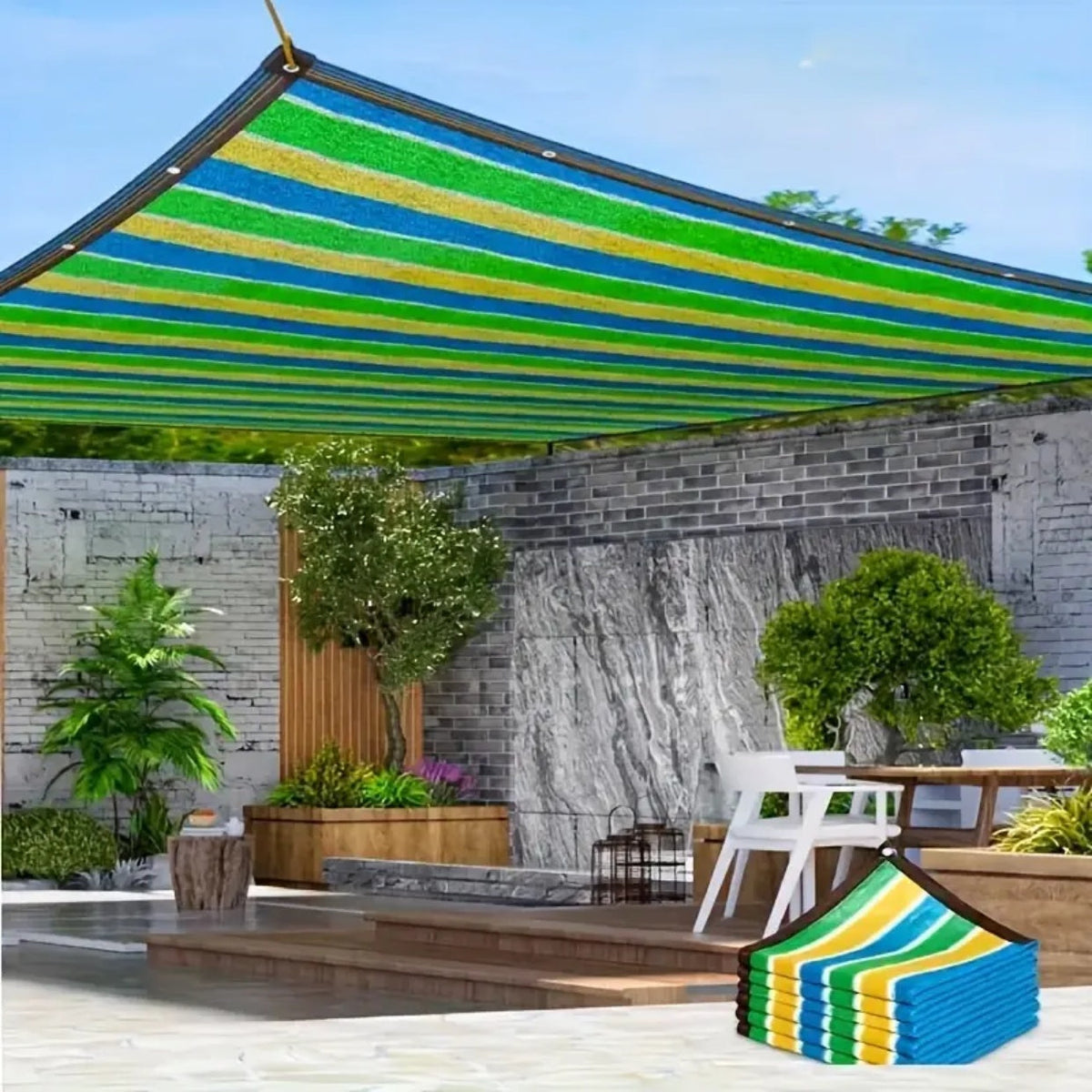Sun Shade Net shown in the Multicolor, 78.74inch* 118.11inch option