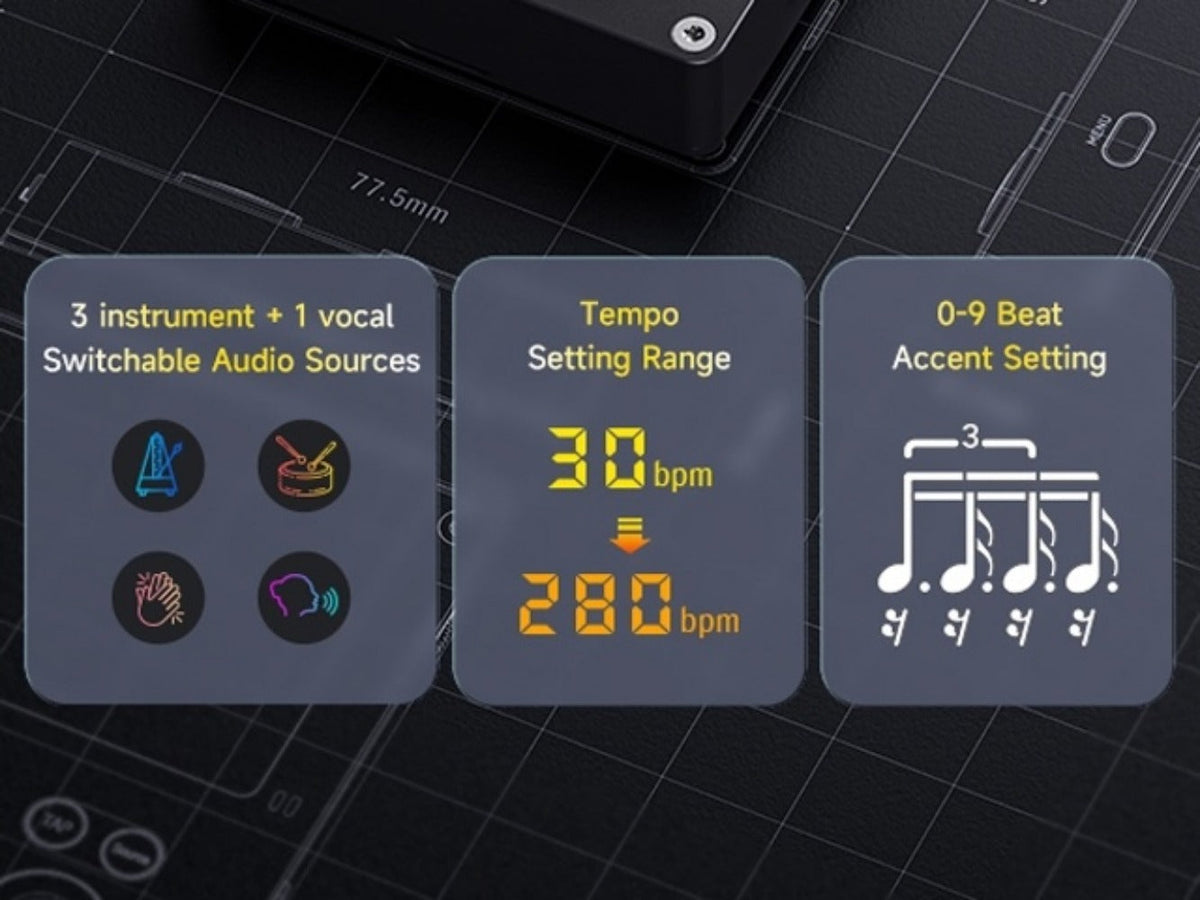 Portable Digital Metronome with Four Modes and Rhythm Trainer for Musicians detail image - detail view 16