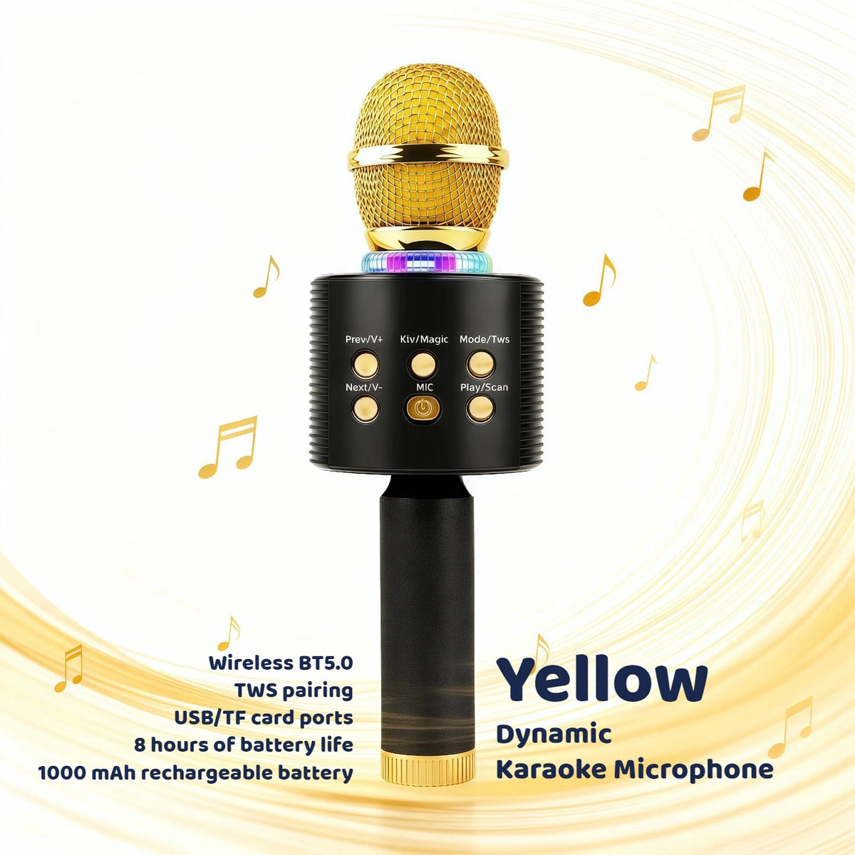 Portable Karaoke System shown in the Pro-Yellow option