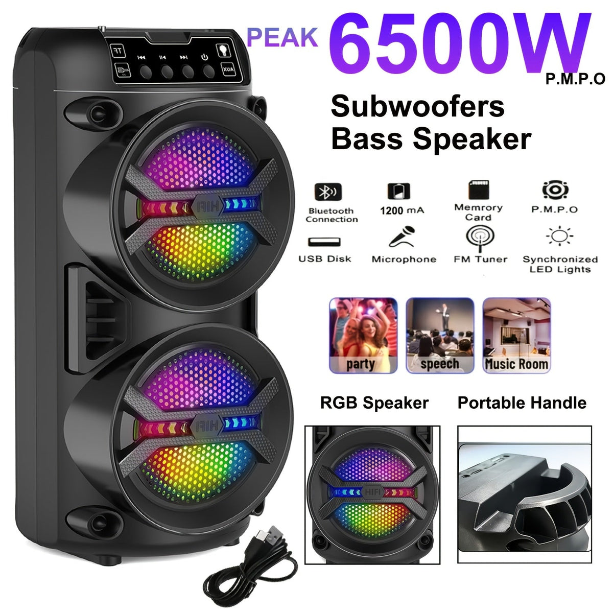 Portable PA Speaker shown in the Black/bass option