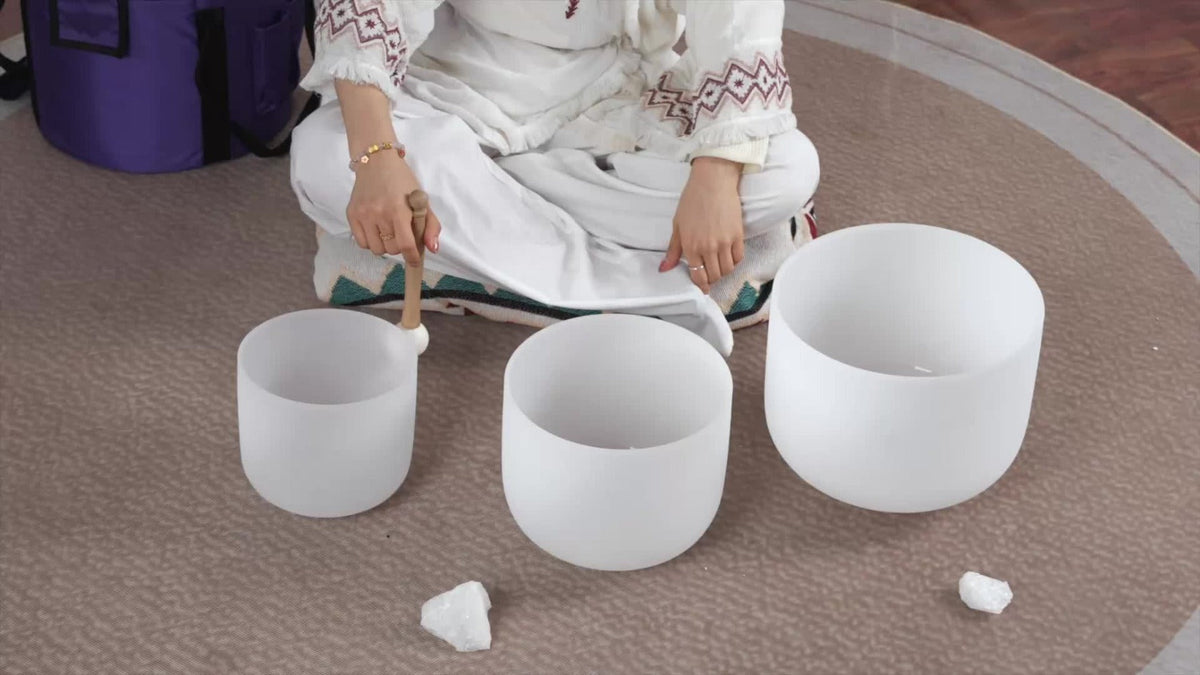 Quartz Crystal Singing Bowl Set, 7 to 11-Inch Three-Bowl Set with Case detail image - detail view 11