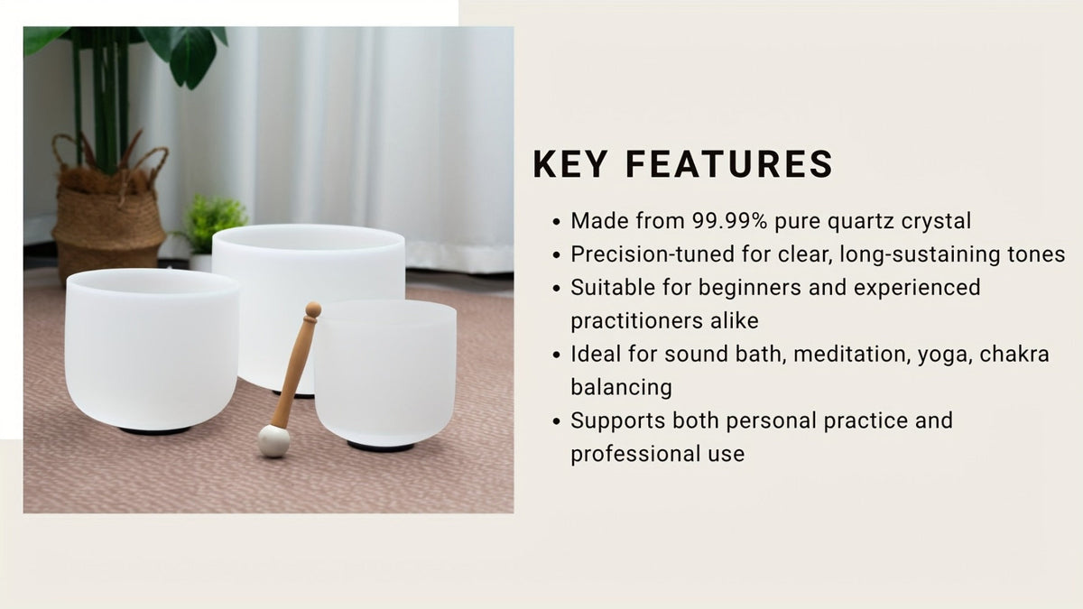 Quartz Crystal Singing Bowl Set, 7 to 11-Inch Three-Bowl Set with Case detail image - detail view 14