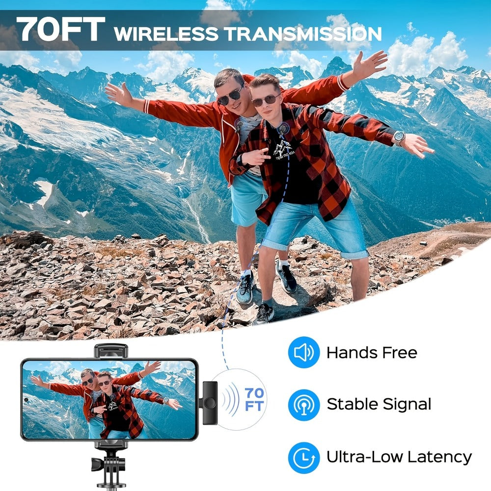 Recording Microphone, Portable, Wireless, USB-C, 2pcs, Lapel for Recording and Streaming detail image