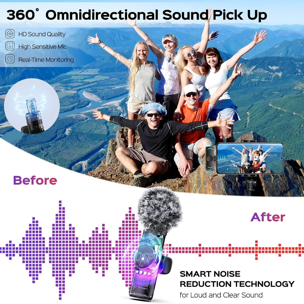 Recording Microphone, Portable, Wireless, USB-C, 2pcs, Lapel for Recording and Streaming detail image - detail view 4