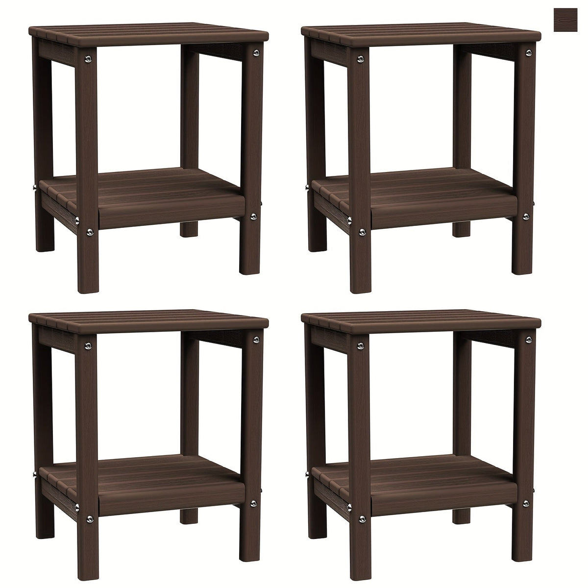 Outdoor Side Table shown in the Brown(wood grain), 4pcs option