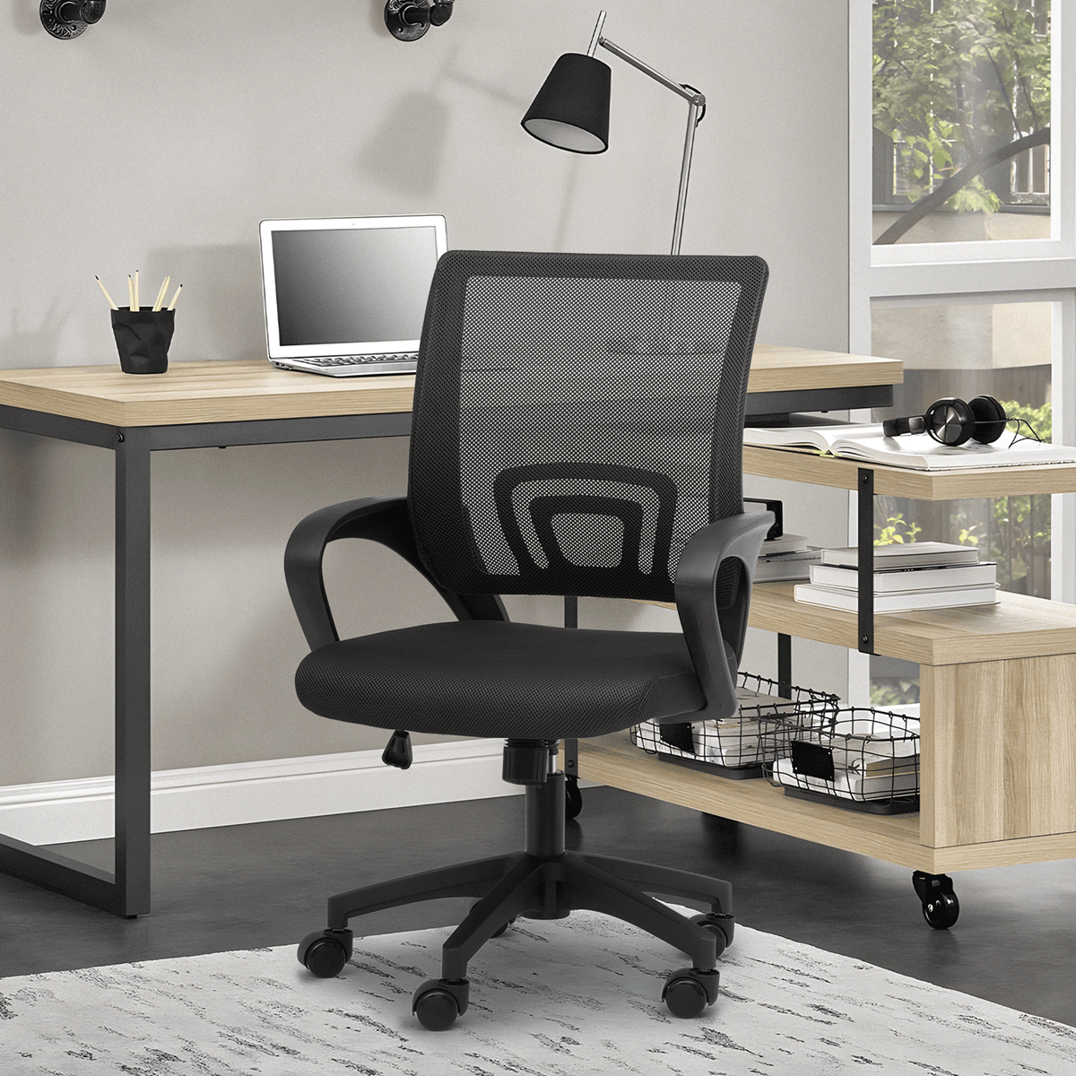 Rolling Office Chair with Armrests and Padded Seat for Home Office detail image - detail view 13