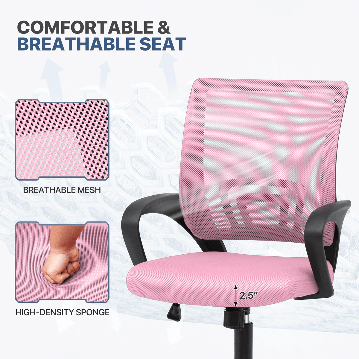 Rolling Office Chair with Armrests and Padded Seat for Home Office detail image - detail view 49