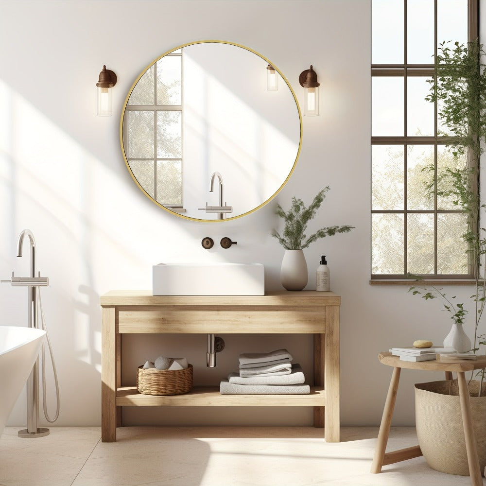 Round Wall Mirror, Bathroom Vanity Mirror for Dressing and Daily Routines detail image