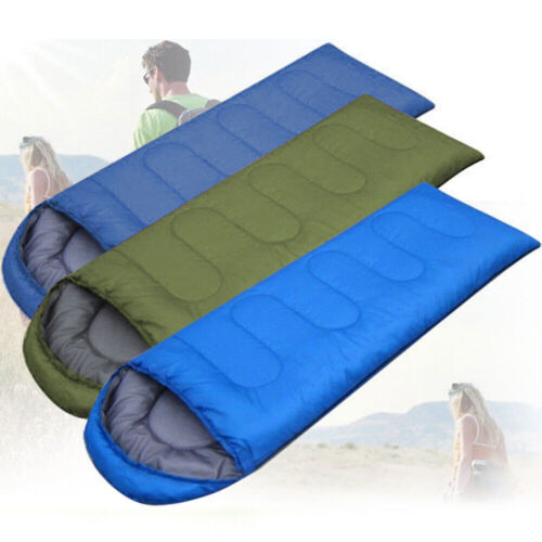 Camping Sleeping Bag with Drawstring Hood, Double-Sided Zipper and Compression Sack