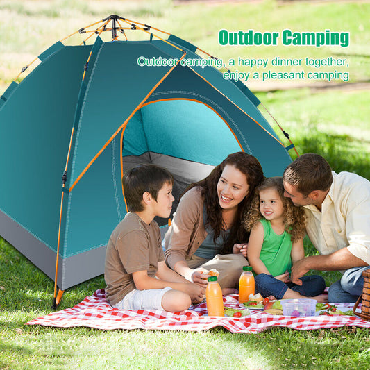 Pop-Up Camping Tent with Mesh Windows and Carry Bag, 2 or 3–4 Person