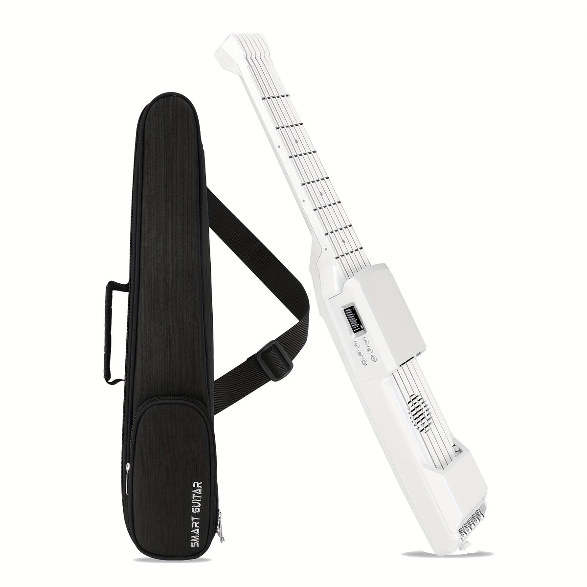 SG7 Smart Digital Guitar with LCD shown in the SG7 WHITE+ BAG option