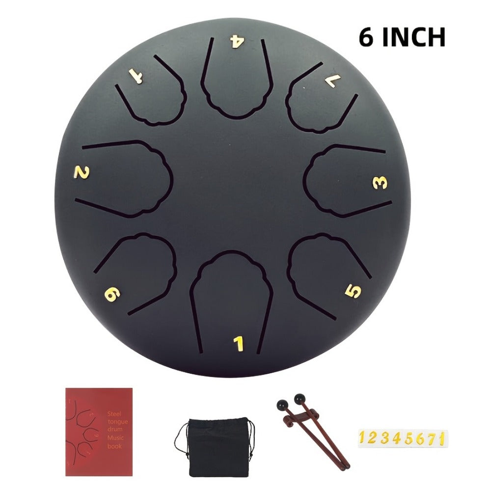 Steel Tongue Drum, 6/8-Inch 8/11-Note Set with Bag, Mallets and Music Book detail image - detail view 11