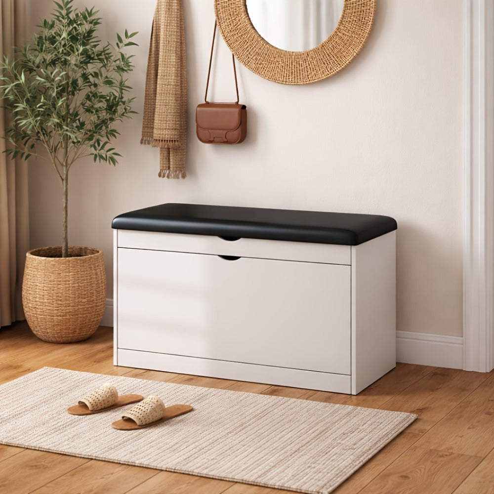 Storage Stool with Hidden Storage and Padded Seat for Entryway detail image - detail view 3