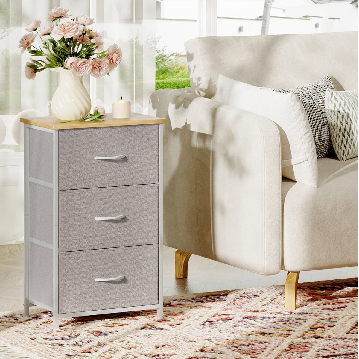 Dresser shown in the Ash Gray, 3 Drawers option