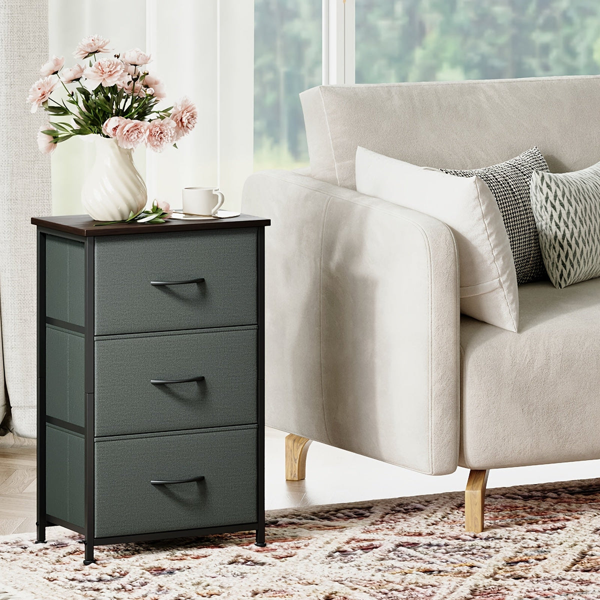 Dresser shown in the Charcoal Gray, 3 Drawers option