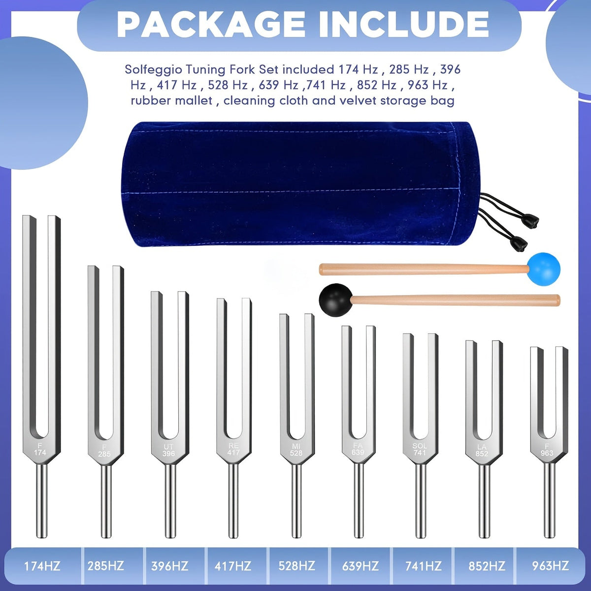 Tuning Fork Set shown in the 9-piece tuning fork set option