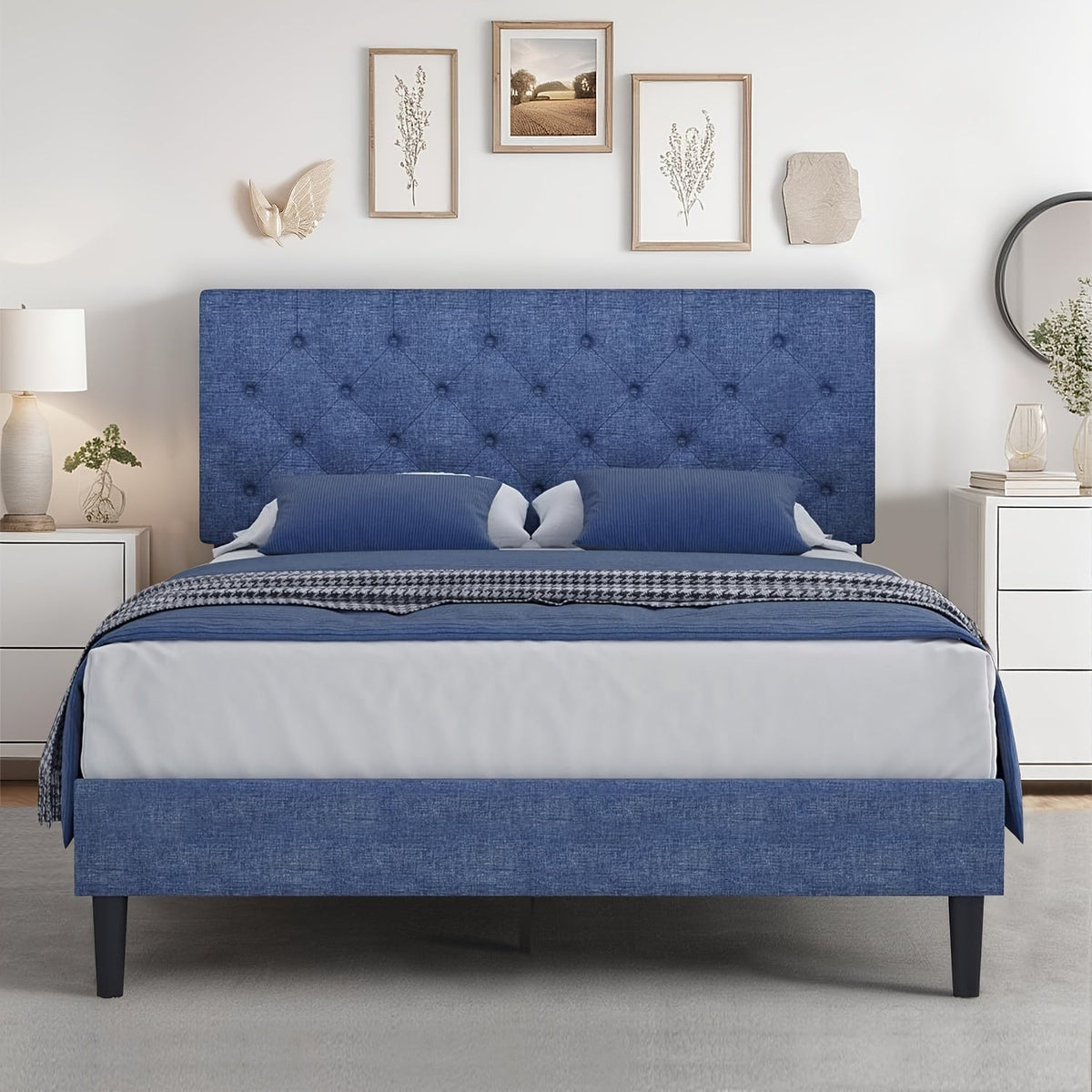 Bed Frames shown in the Blue, Twin option