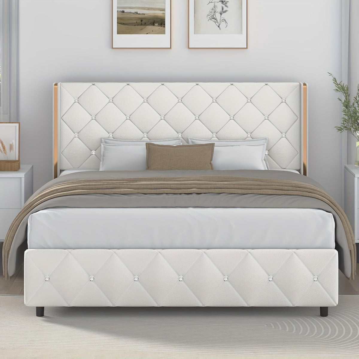 Bed Frame shown in the White, Full option