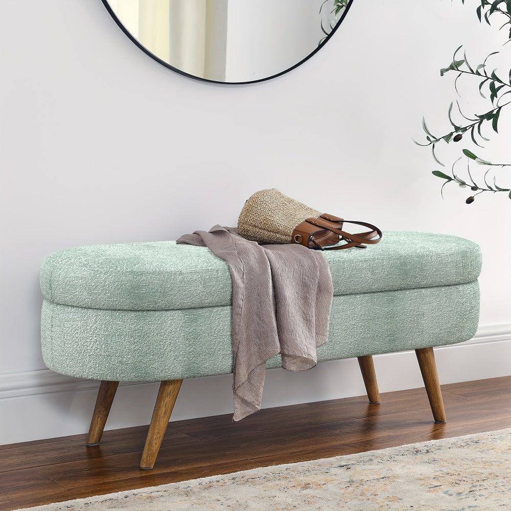 Upholstered Solid Wood Storage Ottoman Bench with Hidden Storage for Living Room detail image - detail view 17